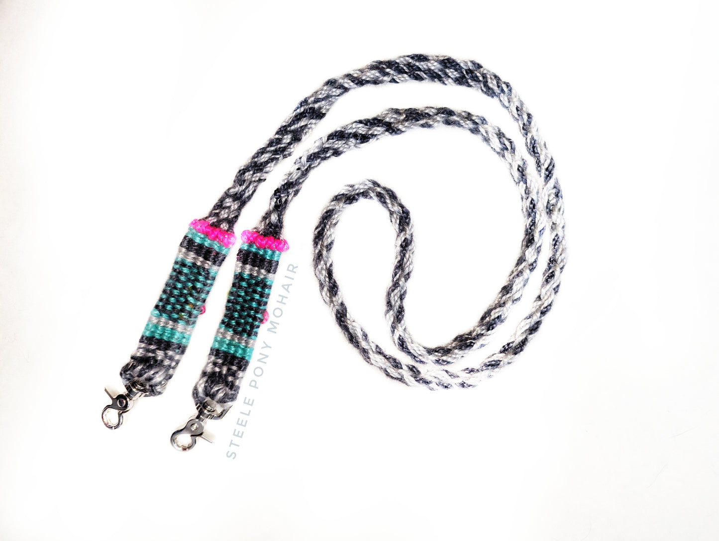 6'1" Custom pink flower, grey based reins
