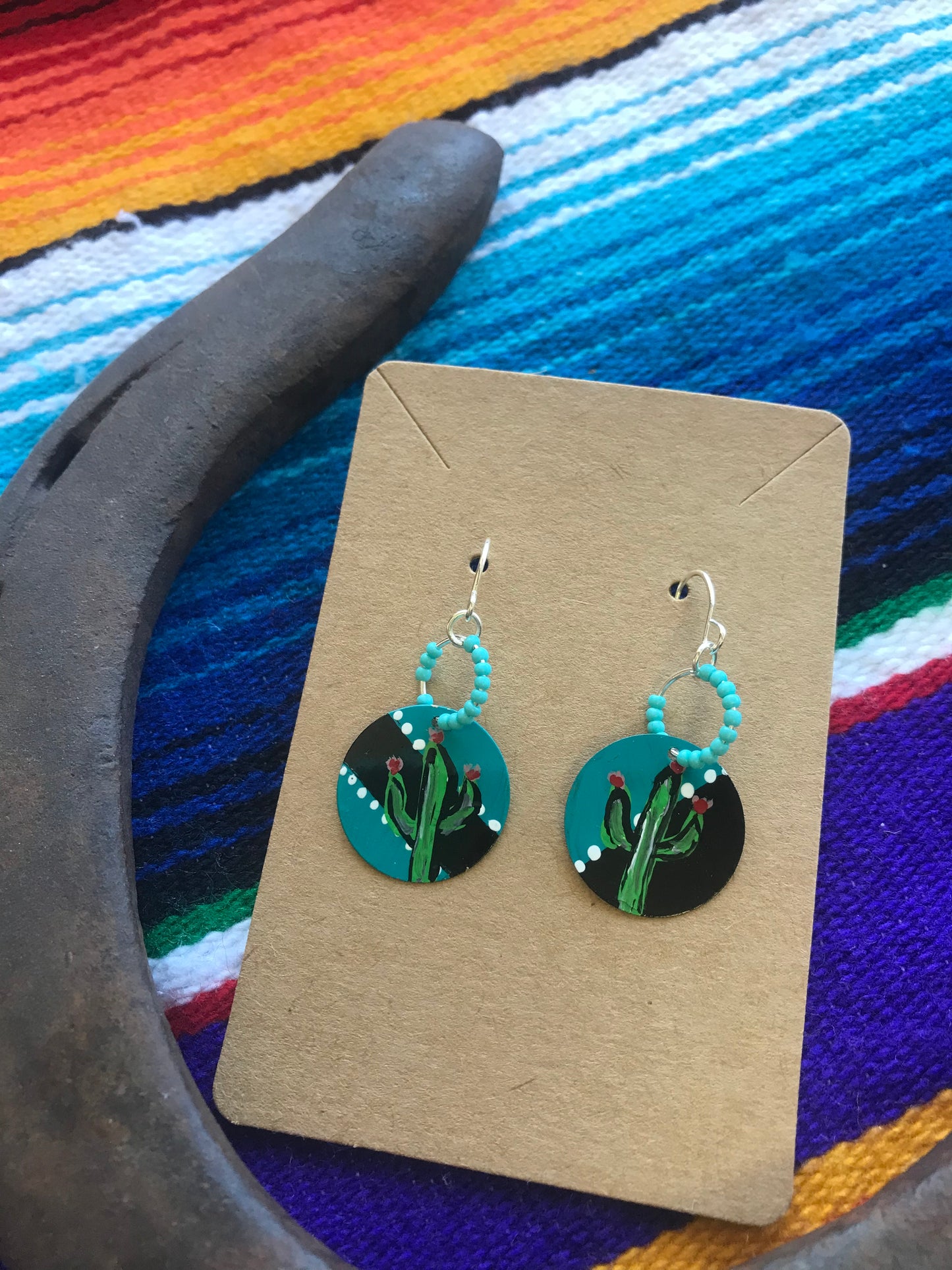 Hand painted cactus earrings