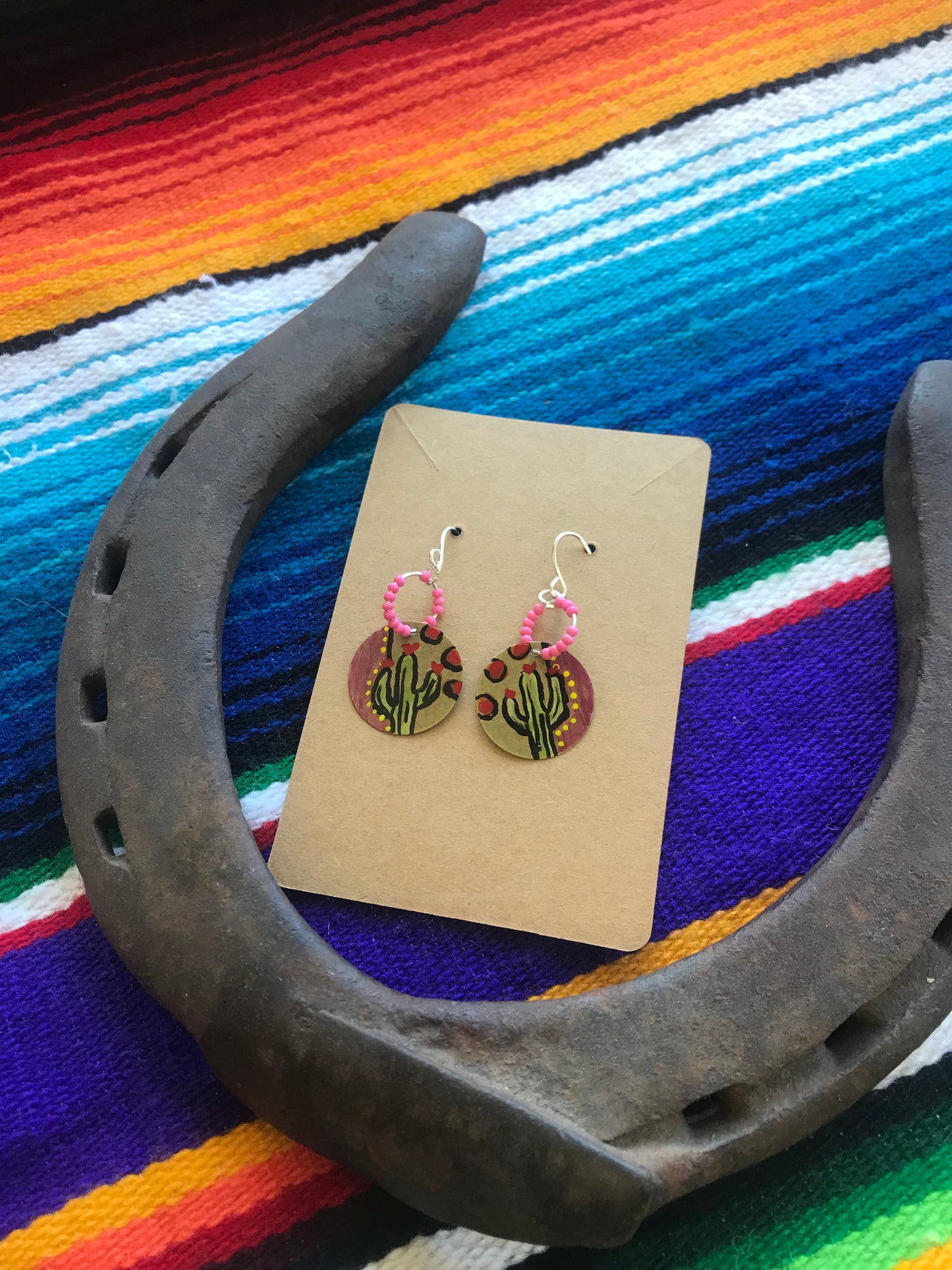 Hand painted cactus earrings