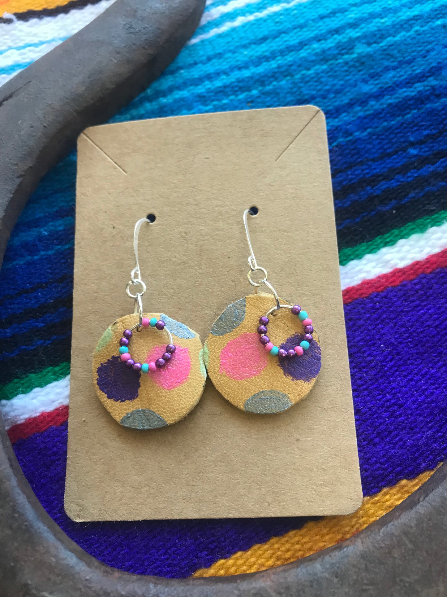 Leather polka dot earrings