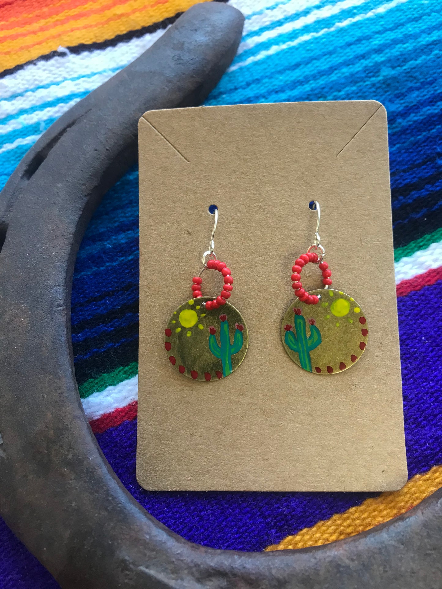 Hand painted cactus earrings