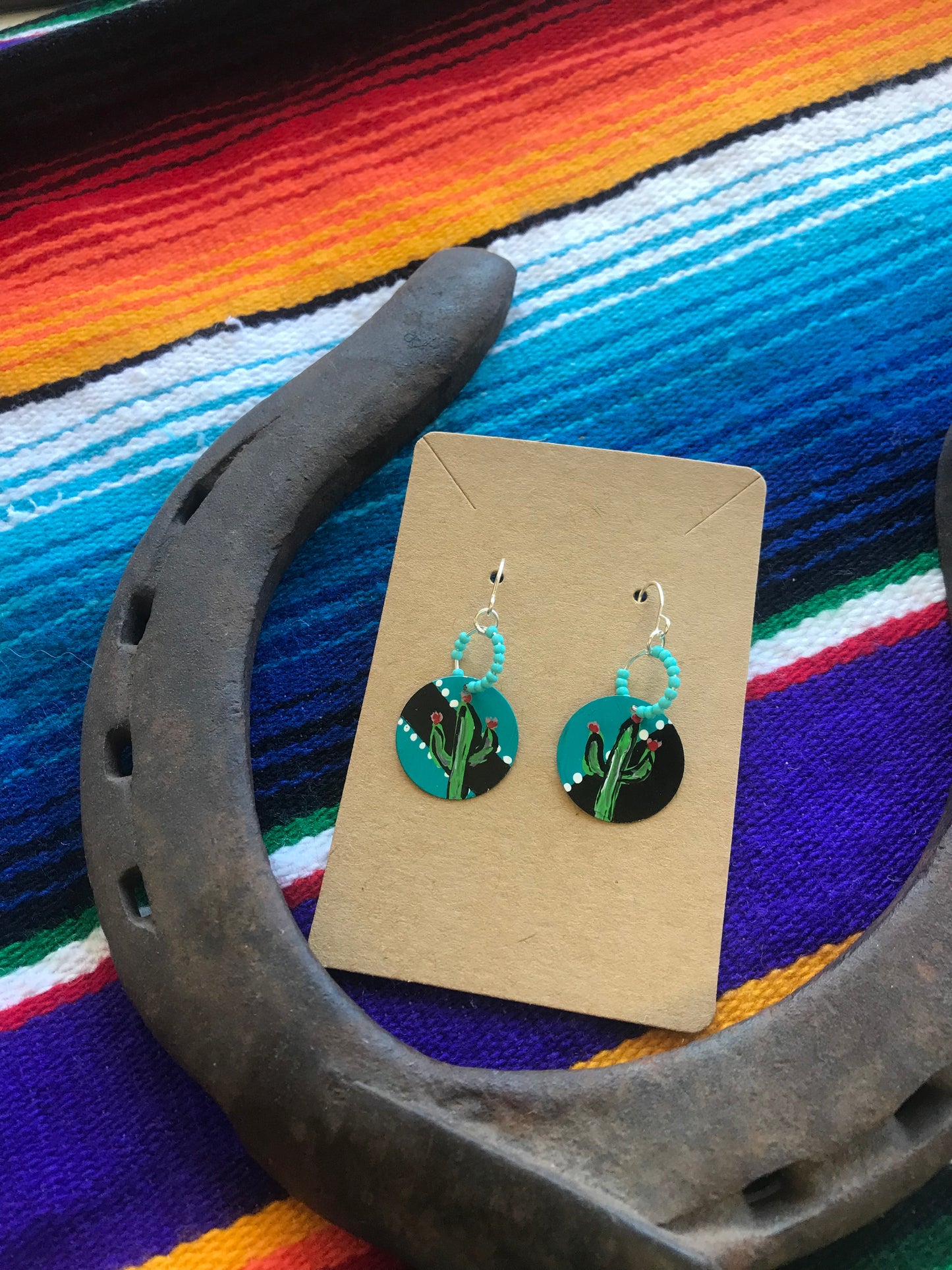 Hand painted cactus earrings