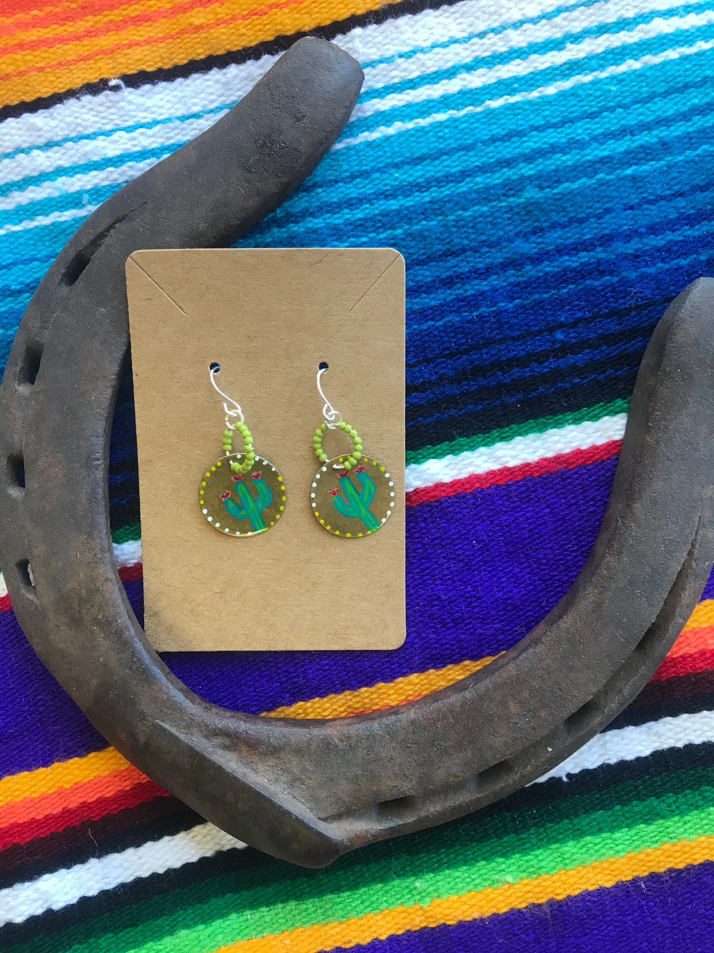 Hand painted cactus earrings