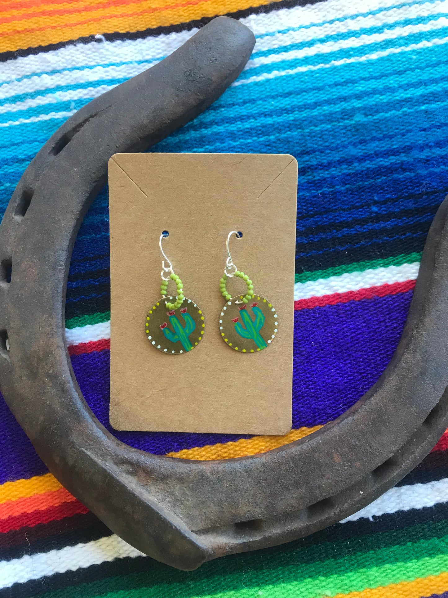 Hand painted cactus earrings