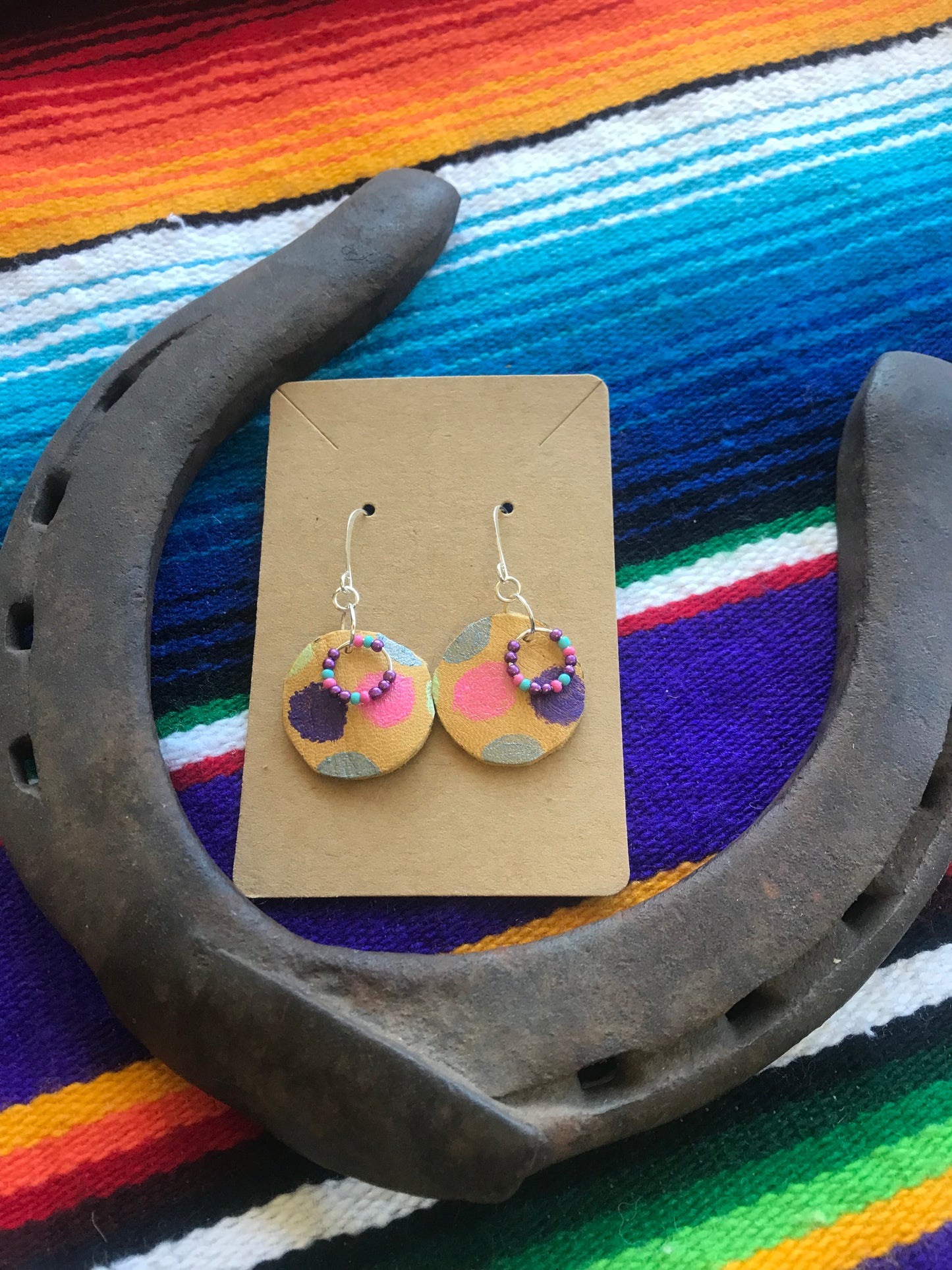 Leather polka dot earrings