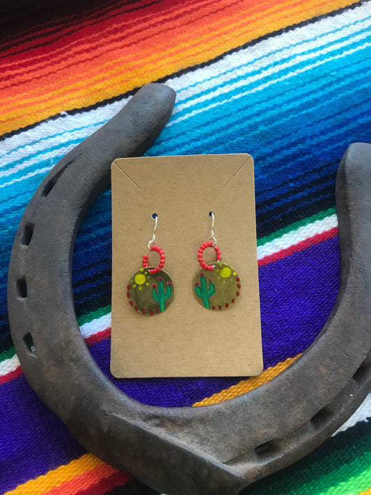 Hand painted cactus earrings