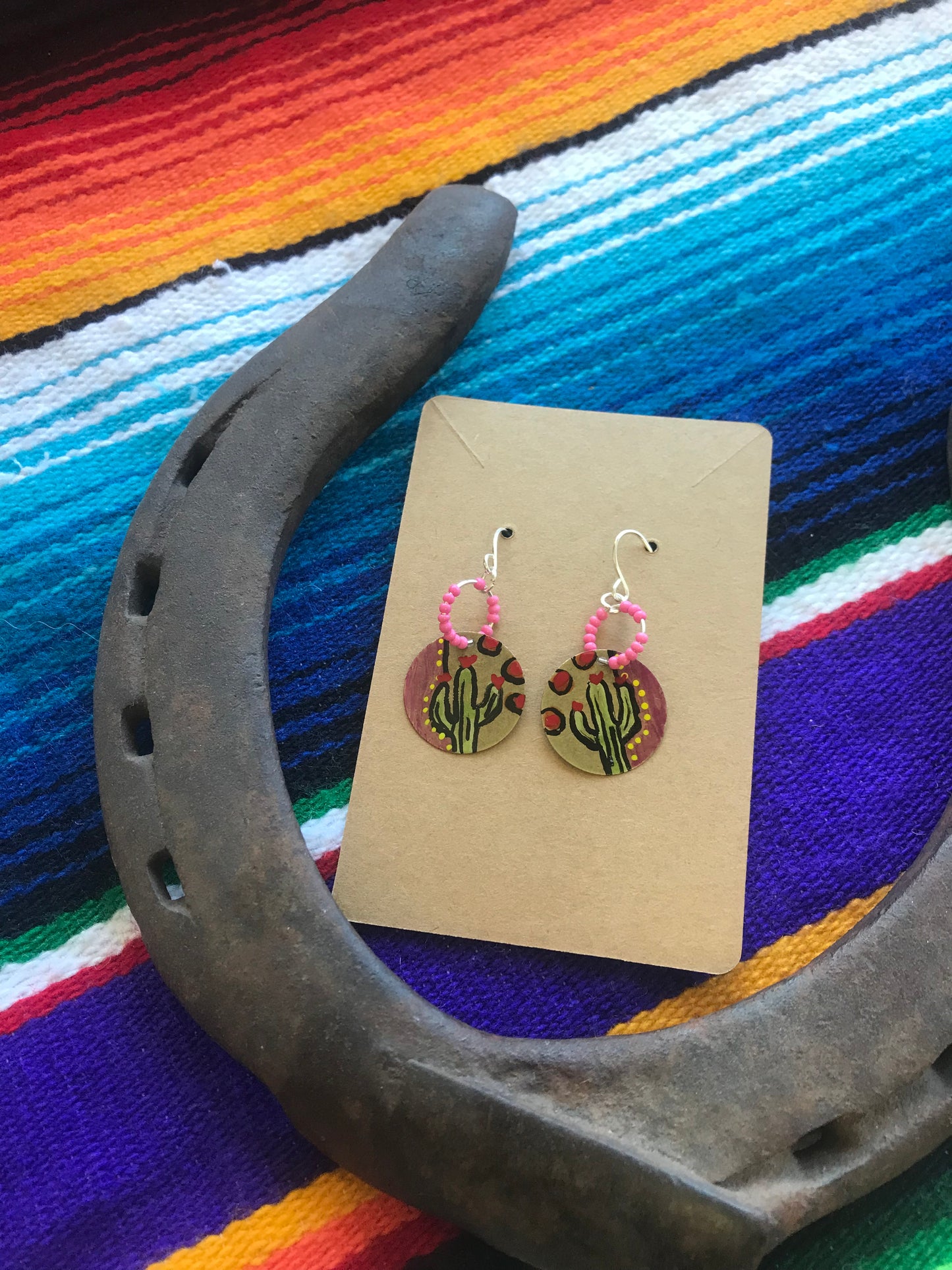 Hand painted cactus earrings